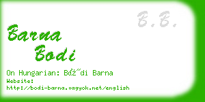 barna bodi business card